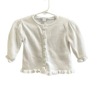 Kissy Kissy White Knit Cardigan, VGUC, Sz 6-9mo (AA)